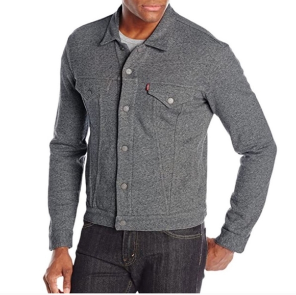 Levi's Trucker Jacket Dark Gray French Terry Men's Medium - Picture 3 of 13